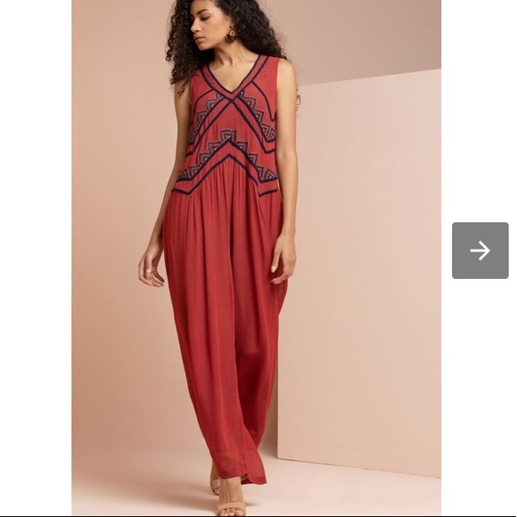Anthropologie Vajor Mahogany Embriodered Jumpsuit - Picture 5 of 7
